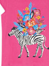 T-shirt with zebra and flower motifs