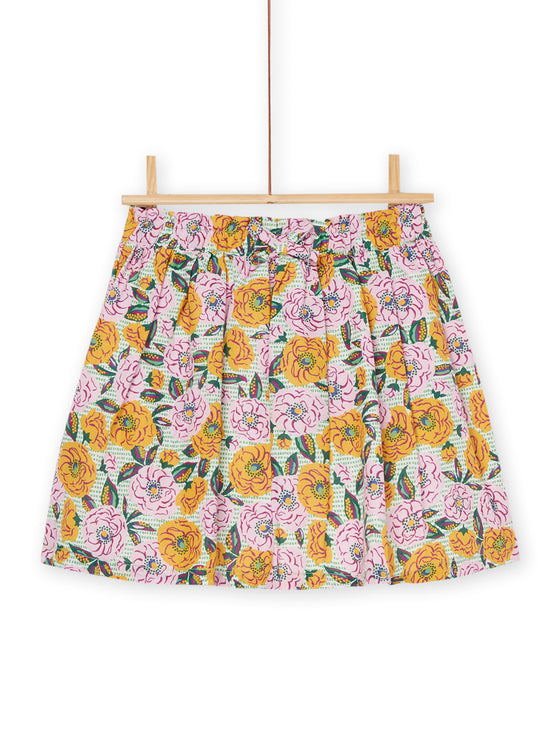 Fluid orange and pink skirt with floral print