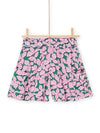 Green and pink foliage print shorts