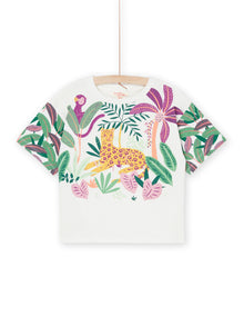  Ecru t-shirt with exotic pattern