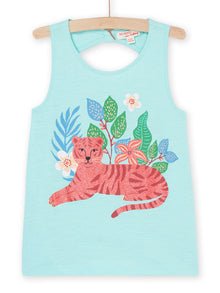  Turquoise tank top with tiger pattern