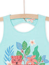 Turquoise tank top with tiger pattern