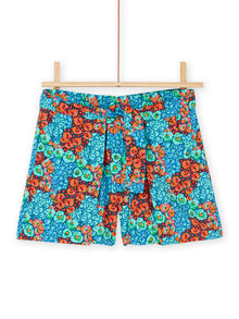  Fluid duck blue shorts with flower print