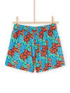 Fluid duck blue shorts with flower print