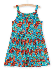  Teal strap dress with flower print