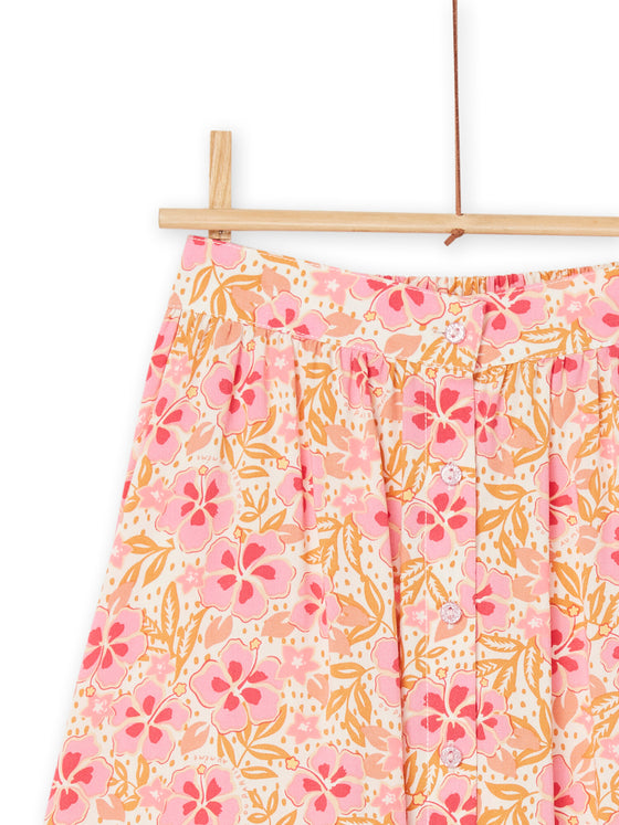 Pink floral print skirt