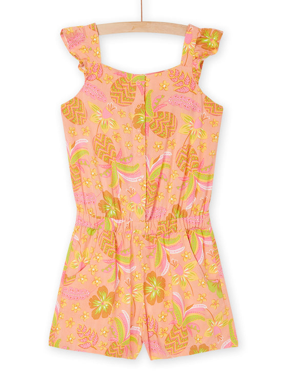 Peach playsuit with exotic print