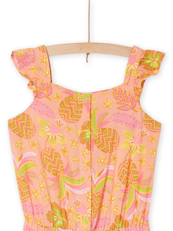 Peach playsuit with exotic print