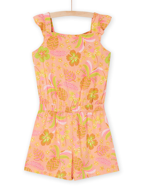 Peach playsuit with exotic print