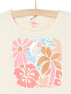 Dark ecru t-shirt with floral and parrot patterns