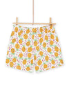 Ecru pink and yellow shorts with fruit print