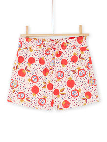  Powder pink supple shorts with a fruit print