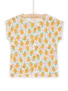  Ecru and yellow t-shirt with pineapple print