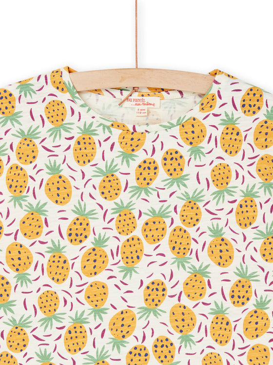 Ecru and yellow t-shirt with pineapple print