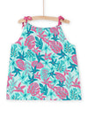 Blue and pink tank top with tropical print