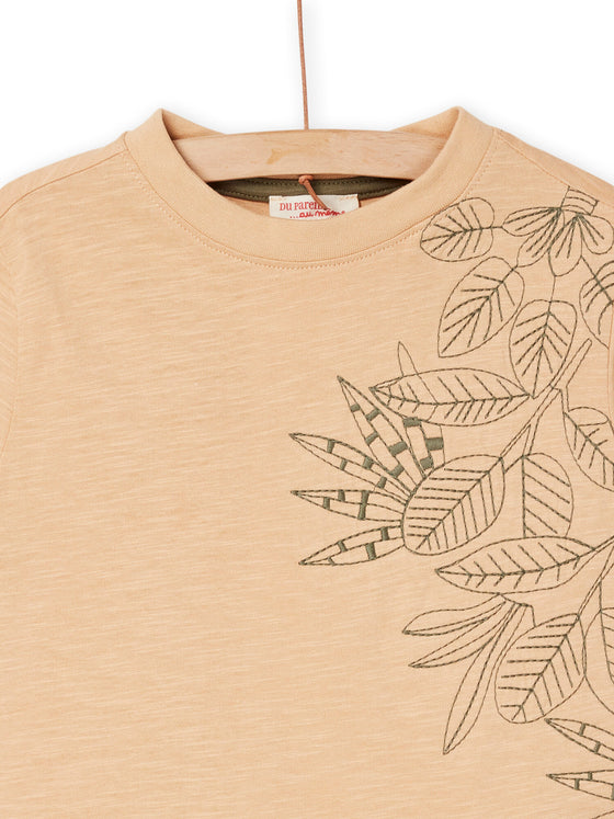 Café au lait t-shirt with lion and parrot