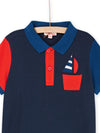 Midnight blue polo shirt with short sleeves