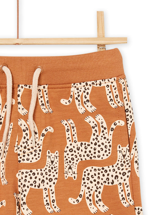 Leopard Print Fleece Bermuda Shorts