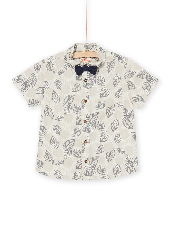 Shirt with flower print bow tie