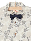 Shirt with flower print bow tie