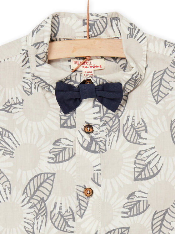 Shirt with flower print bow tie