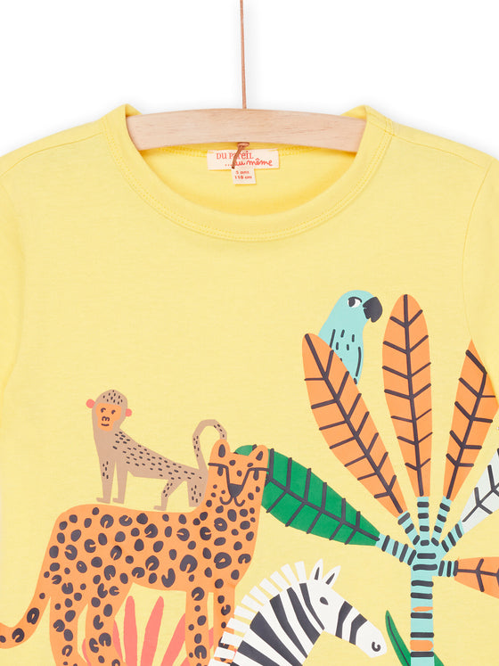 Lemon yellow t-shirt with jungle patterns