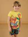 Lemon yellow t-shirt with jungle patterns