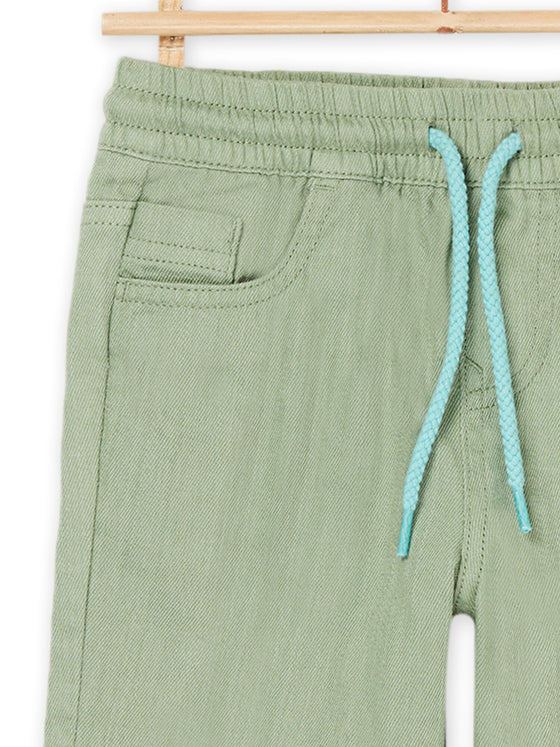 Green Bermuda shorts with elasticated waist