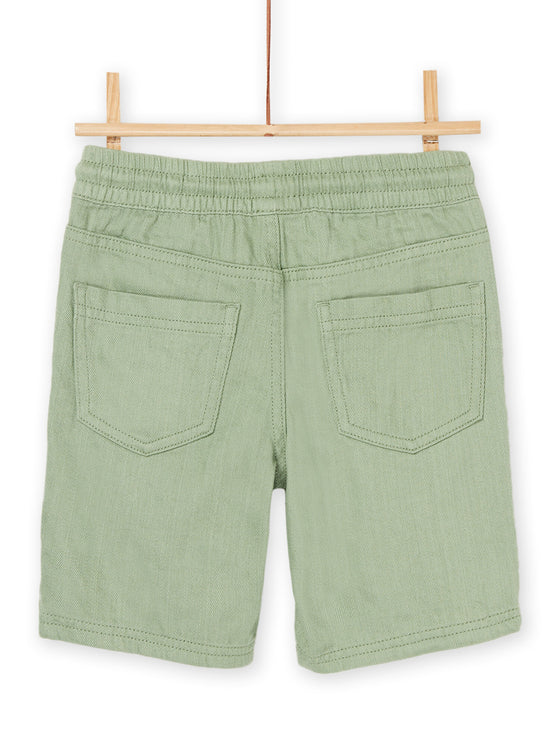 Green Bermuda shorts with elasticated waist