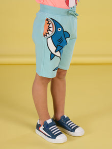  Celadon blue fleece Bermuda shorts