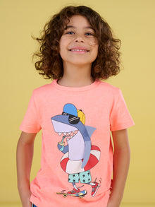  Shark print short sleeve t-shirt