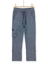 Midnight blue marl linen and cotton blend trousers