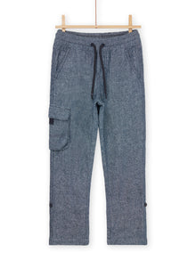  Midnight blue marl linen and cotton blend trousers