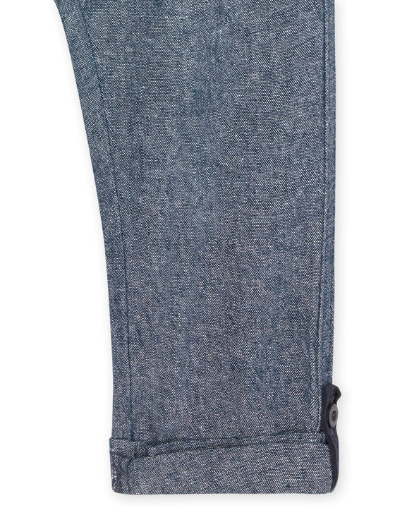 Midnight blue marl linen and cotton blend trousers