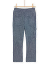 Midnight blue marl linen and cotton blend trousers