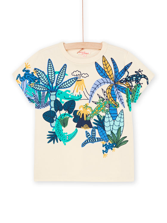 Cream t-shirt with jungle patterns