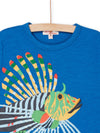 Blue t-shirt with fish animation