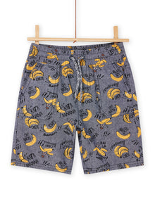  Gray Banana Print Bermuda Shorts