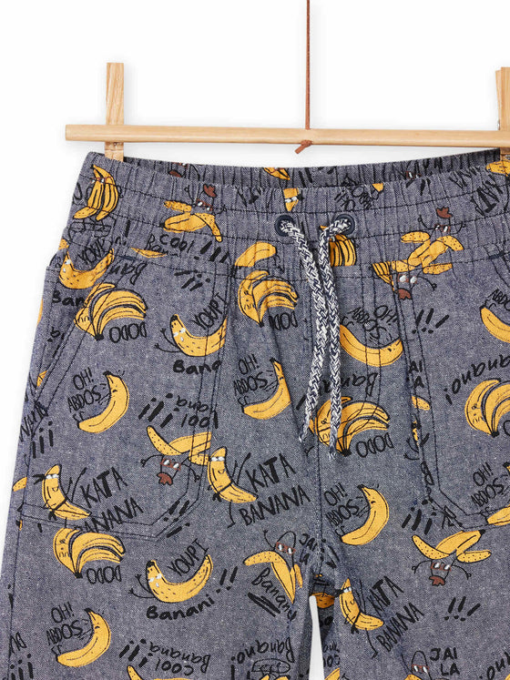 Gray Banana Print Bermuda Shorts