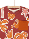 Plum t-shirt with palm print