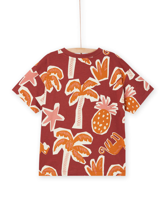 Plum t-shirt with palm print