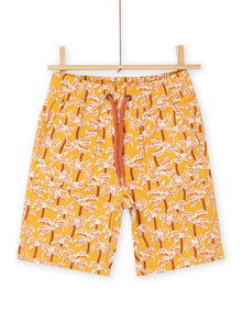  Yellow Bermuda shorts with palm print