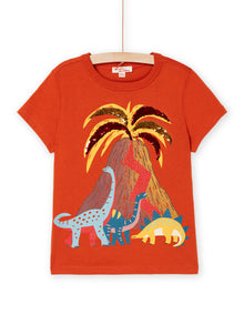  Orange t-shirt with dinosaur animation