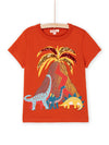 Orange t-shirt with dinosaur animation