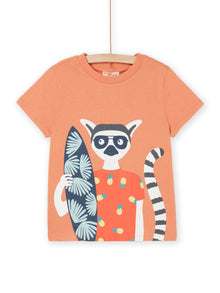  Apricot t-shirt with lemur pattern