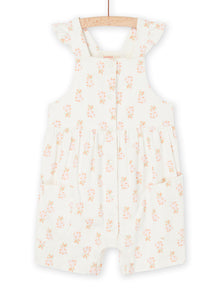  Short ecru dungarees with pineapple print