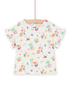 T-shirt with floral print and flamingos