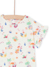 T-shirt with floral print and flamingos