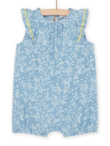  Light chambray romper with floral print