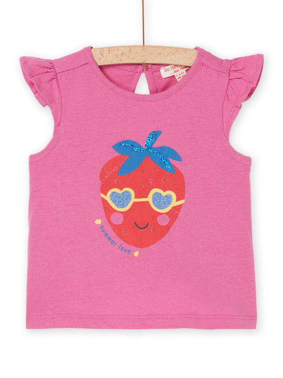 Pink tank top with strawberry pattern